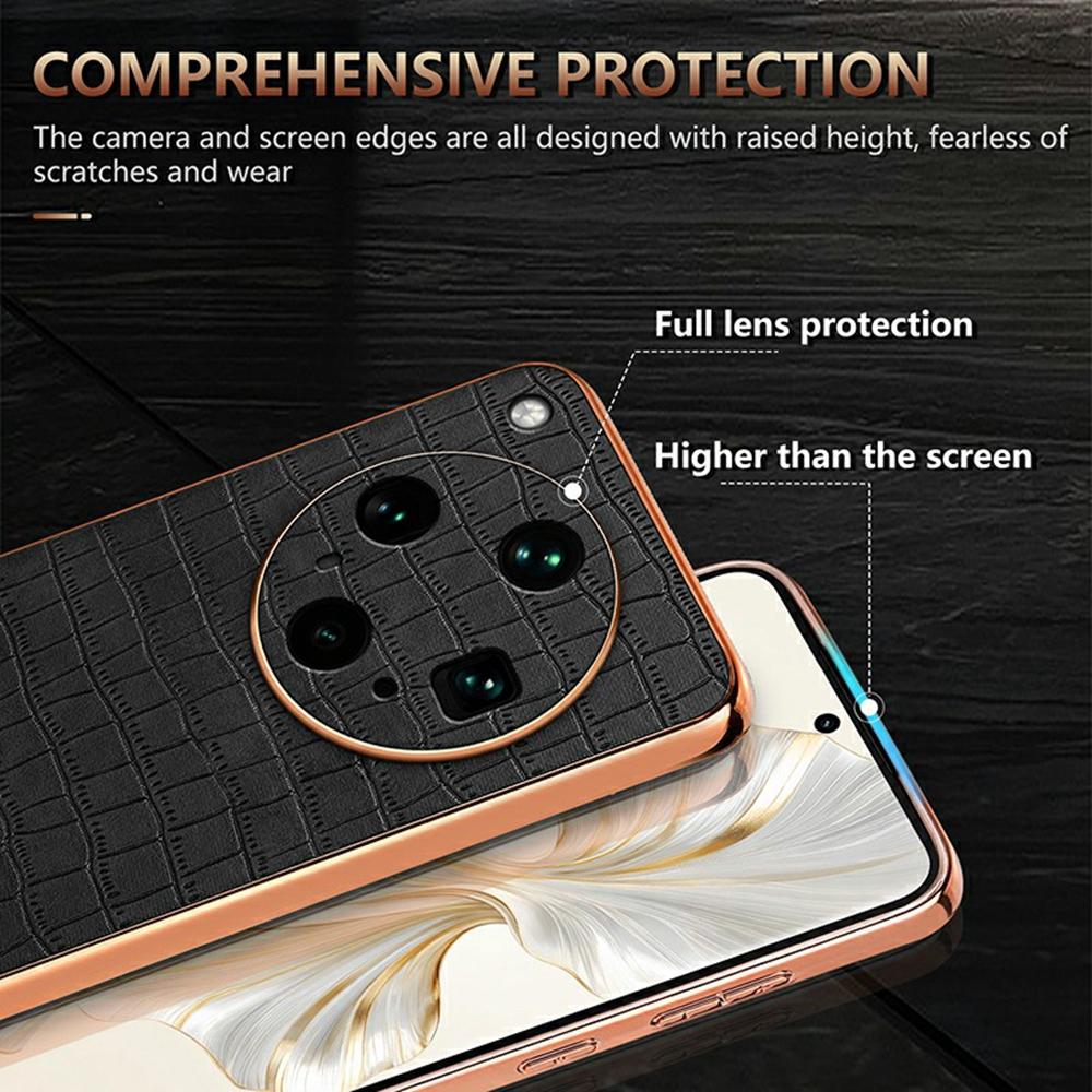 AZNS For Oppo Find X8 Ultra 5G Case Electroplating Crocodile Texture PU + TPU Phone Cover