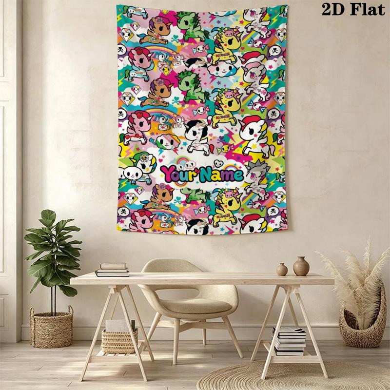 Name Custom tokidoki Wall Tapestry Aesthetic Wall Hanging Printed Fabric Blanket Decorative Tapestries for Bedroom Living Room Home Decor
