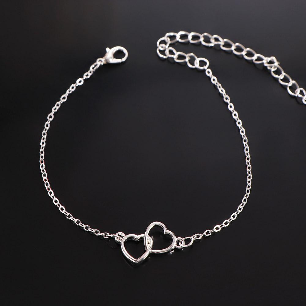 Бохо Блеск Ажурная Любовь Цепочка на ногу\ Цинковый сплав Цинка Цепочка на ногу Двойной Браслет на щиколотку Сердце Сувенир для путешествий