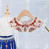 Hanfu Horse Dress Chinese Red Collar Flower Infant And Child Ancient Clothing Cloud Shoulder Decorative Collar Shirt With Fake Collar