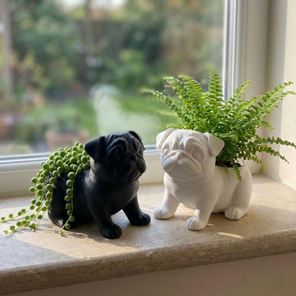 Funny Pug Shaped Planter Pot 3D Printed Dog Succulent Planter  Indoor Outdoor
