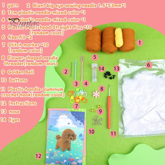 Полный набор для вязания крючком животных. Пошаговые инструкции по набору пряжи Easy-Spin для вязания крючком для начинающих. Крючок для вязания крючком Easy Yarn