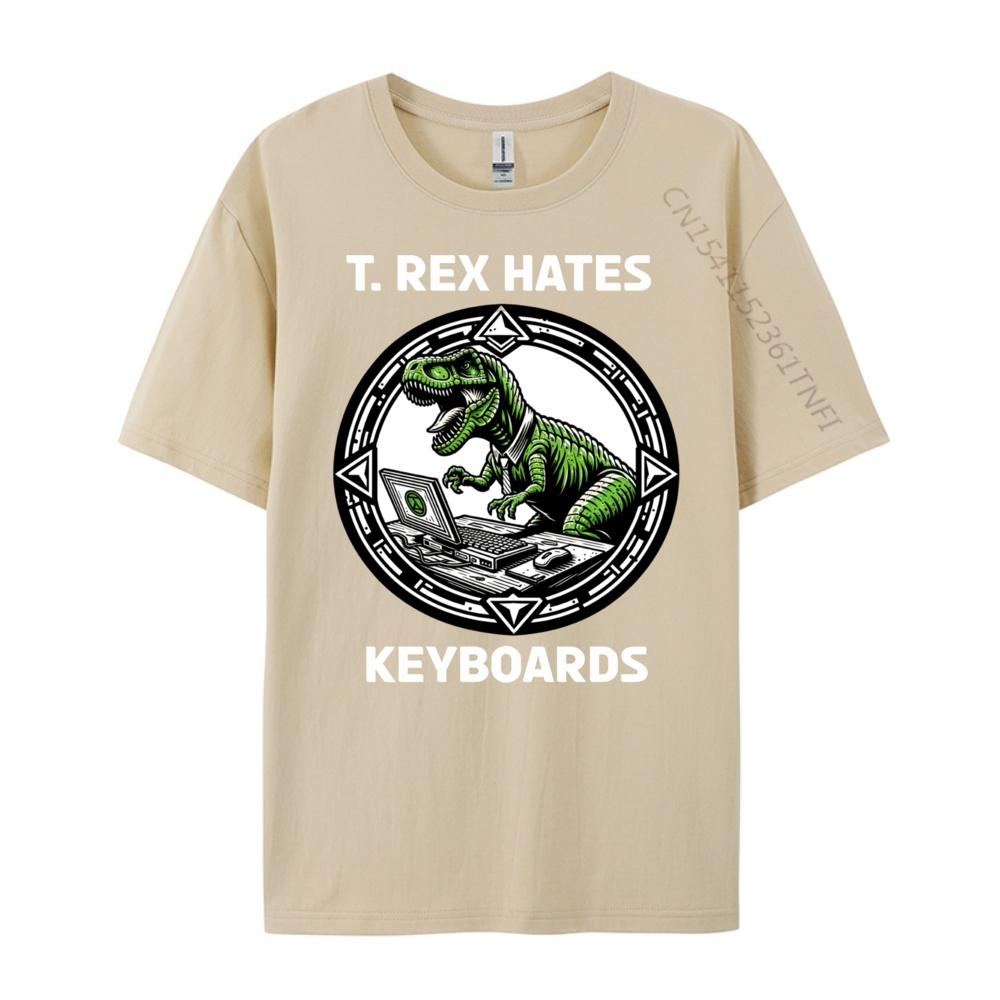 T Rex Hates Keyboards Computers Laptops Mens Designer Clothes Comfortable Luxury Designer Tops  Tees Gothic Style
