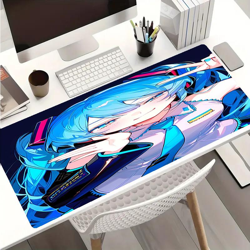 Премиум-коврик для мыши Hatsune Miku, противоскользящий, с прошитыми краями, прочный резиновый материал, для рабочего стола и игр, отличный подарок