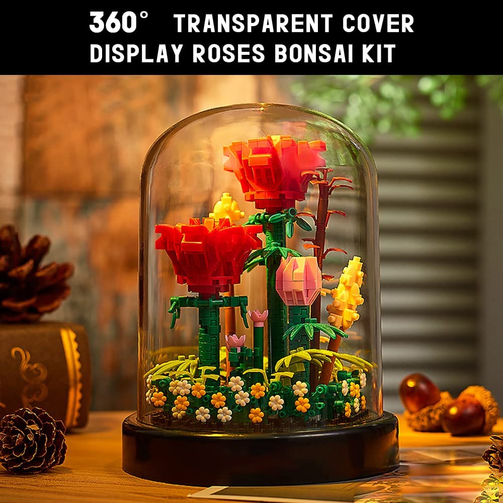 Набор для сборки букета роз, DIY цветы, игрушки, наборы деревьев бонсай с крышкой, ботаническая коллекция, строительные блоки, кирпичи