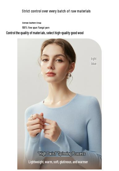 Premium Slim-Fit 100% Pure Wool Women's Round Neck Knit Sweater - Perfect for Autumn and Winter
