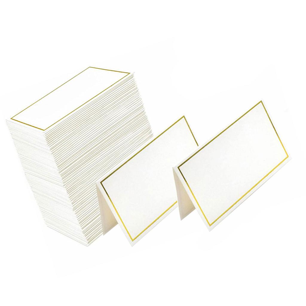 Set of 50 Stylish Gold Rimmed Table Name Cards for Wedding Banquet Dinner Party and Festival Gold/ Silver Accent