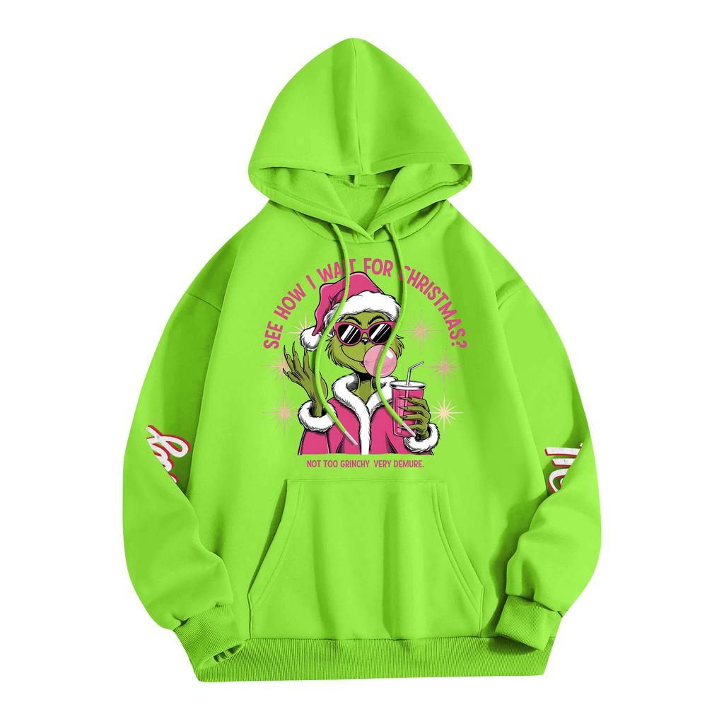 Детская повседневная модная толстовка с капюшоном на шнурке с рождественским принтом и длинными рукавами