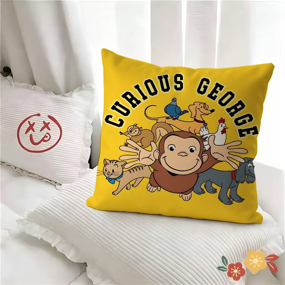 pc George The Curious Monkey Pillow Case Fashion Square Pillowcase Bedroom Sofa Room Ins Decoration Leisure