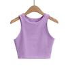 Женский топ на бретельках, летний повседневный однотонный топ без рукавов, облегающий женский жилет с круглым вырезом для повседневной носки