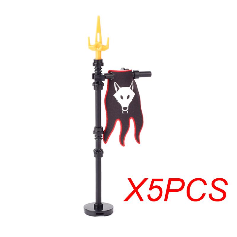 MOC Medieval Red Lion Black Eagle Castle Soldier Knight Horse Mount Building Block Military Figure Vest Armor Flag Toy Gift