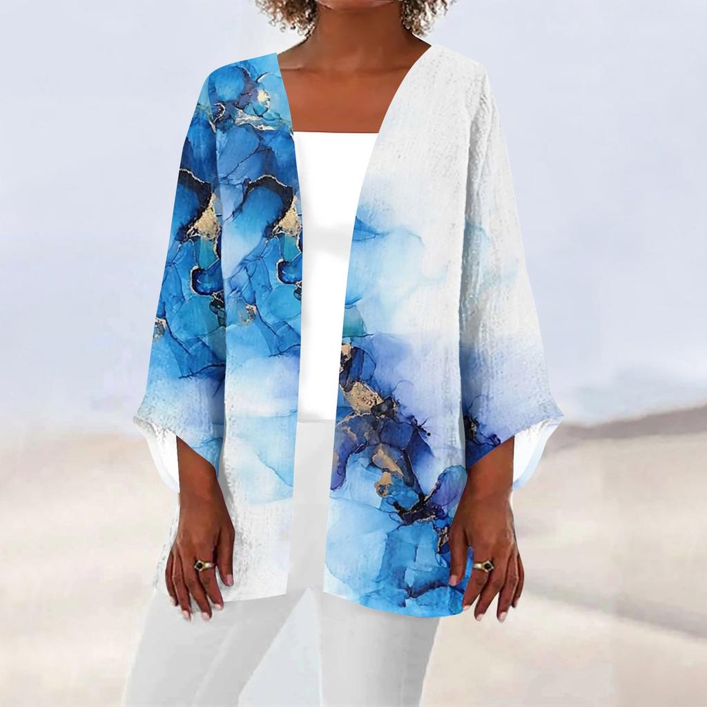 Женская повседневная модная легкая куртка средней длины с принтом в стиле ретро, ​​кардиган