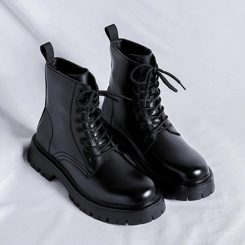 Ботинки Martin мужские осенне-зимние высокие кожаные ботинки с утолщением, мужские британские ветровые ботинки средней высоты локомотивные 2558-R