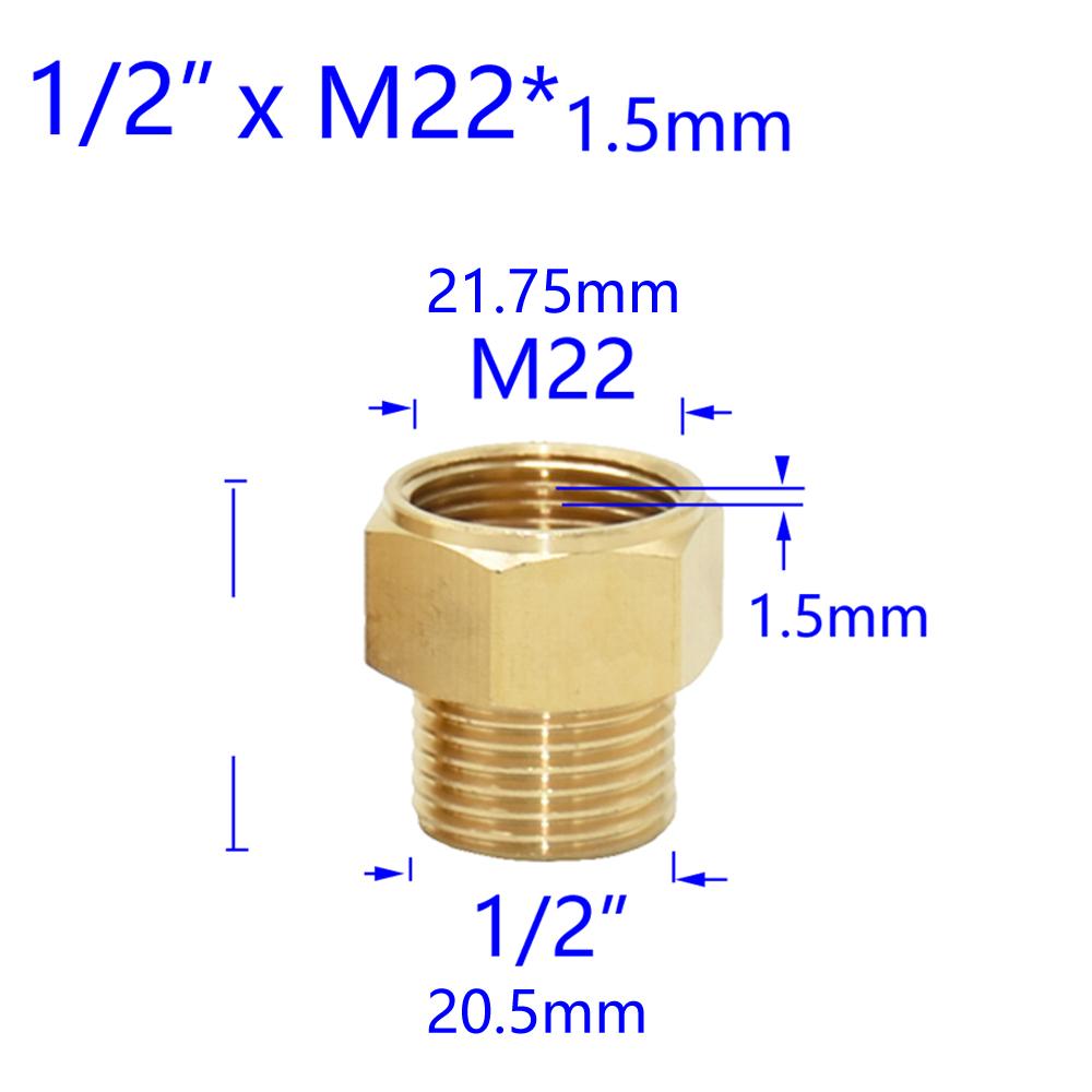 Латунный 3/8" 1/2" M14 M18 M22 Резьбовой Соединитель Наружная Внутренняя Для Аэратора Фильтра Воды Смесителя Медные Фитинги Шаг Резьбы 1,5 мм