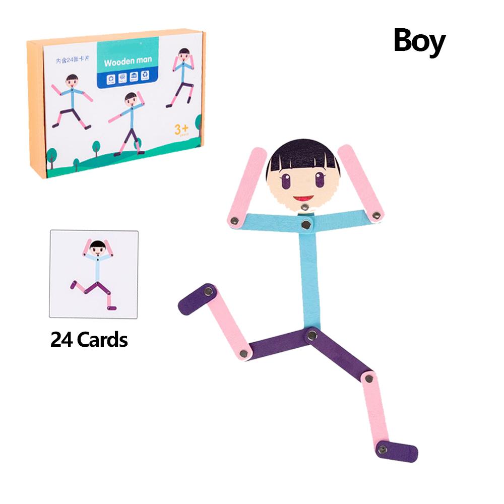 Sport Wooden Man Material DIY Puzzle Toys Boards Educational Game Early Learning Toy for Children Preschool Fine Motor Training