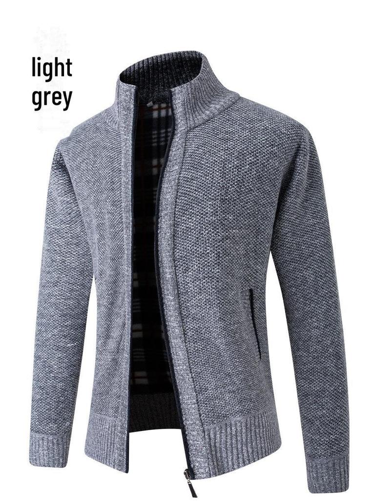 European Men's Thick Knitted Stand Collar Sweater Cardigan 2022 Edition