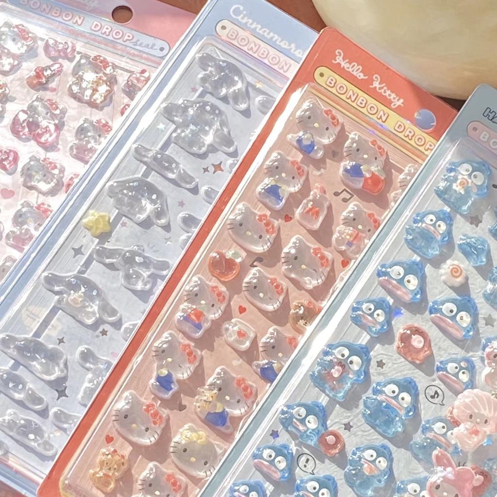 Sanrio Hello Kitty Kuromi 3D Stickers Cinnamoroll Melody Cartoon Mobile Creative Decoration Sticker Girl Phone Decoration Gifts