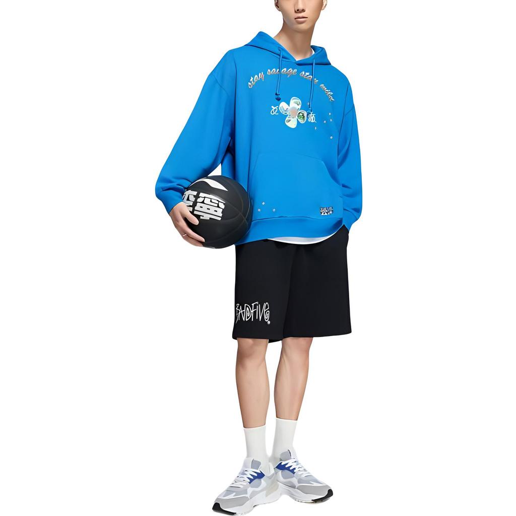 Толстовки Li Ning Унисекс Синие С капюшоном Средняя Обычная AWDS565-1