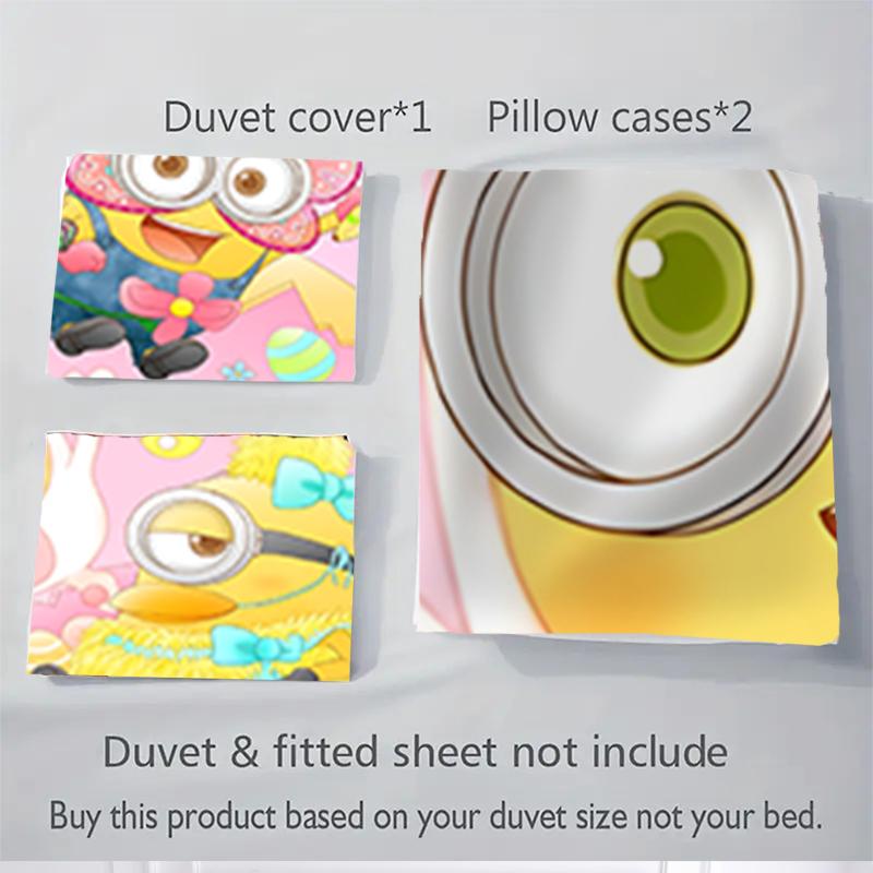 3Pcs Easter Minions Celebration Bedding Sets For All Sizes New 3D Printed Bed Cover Comforter Duvet Cover Pillowcase Bedroom Decoration