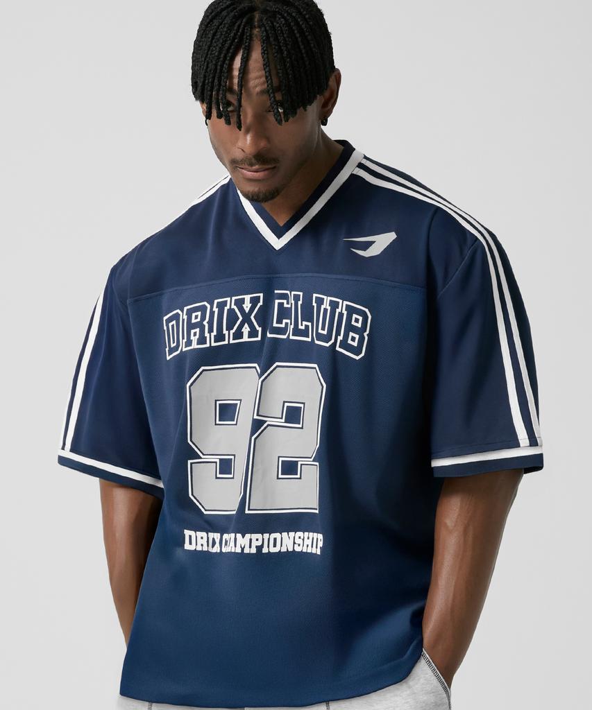 DRIX Rugby Track Oversized Mesh Jersey Half Sleeve_Black