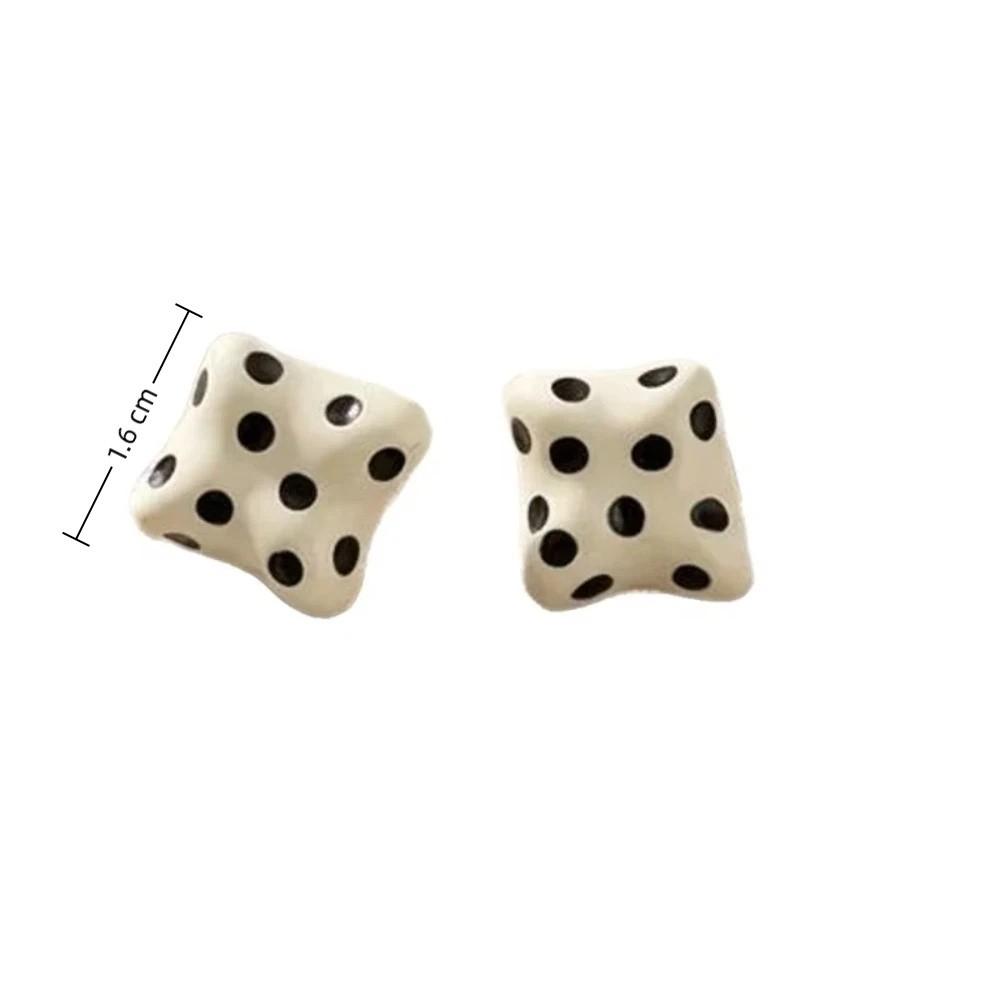 Irregular Polka Dot Earrings Sweet Square Earrings Korean Style Stud Earrings For Women Gifts