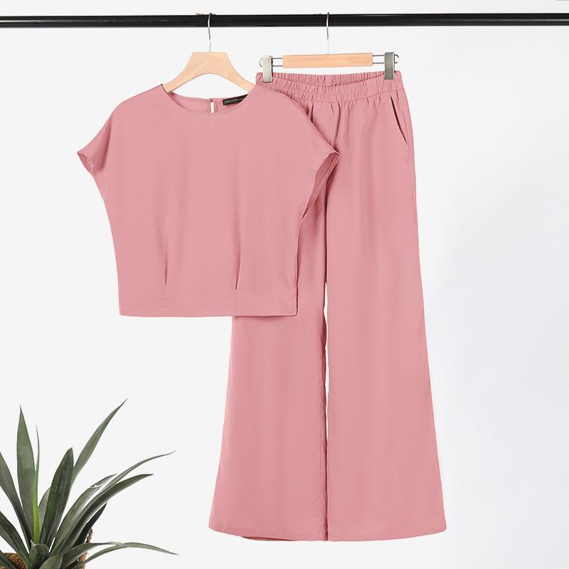 ZANZEA Летние наряды: женская блузка и брюки, повседневный костюм из двух предметов