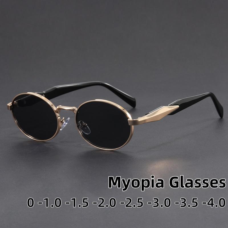 New Elliptical Frame Light Luxury Metal Frame Myopia Glasses Women'S High-End And Fashionable Outfit With Sunscreen Sunglasses
