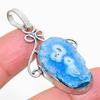 Blue Solar Quartz Handmade 925 Sterling Silver Gift Pendant 1.97" M3G18
