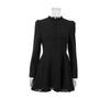 LYRIA Ruffles Stand Collar Dress Women Black Long Sleeve Single Breasted Mini Dresses Ladies New Prom Robes