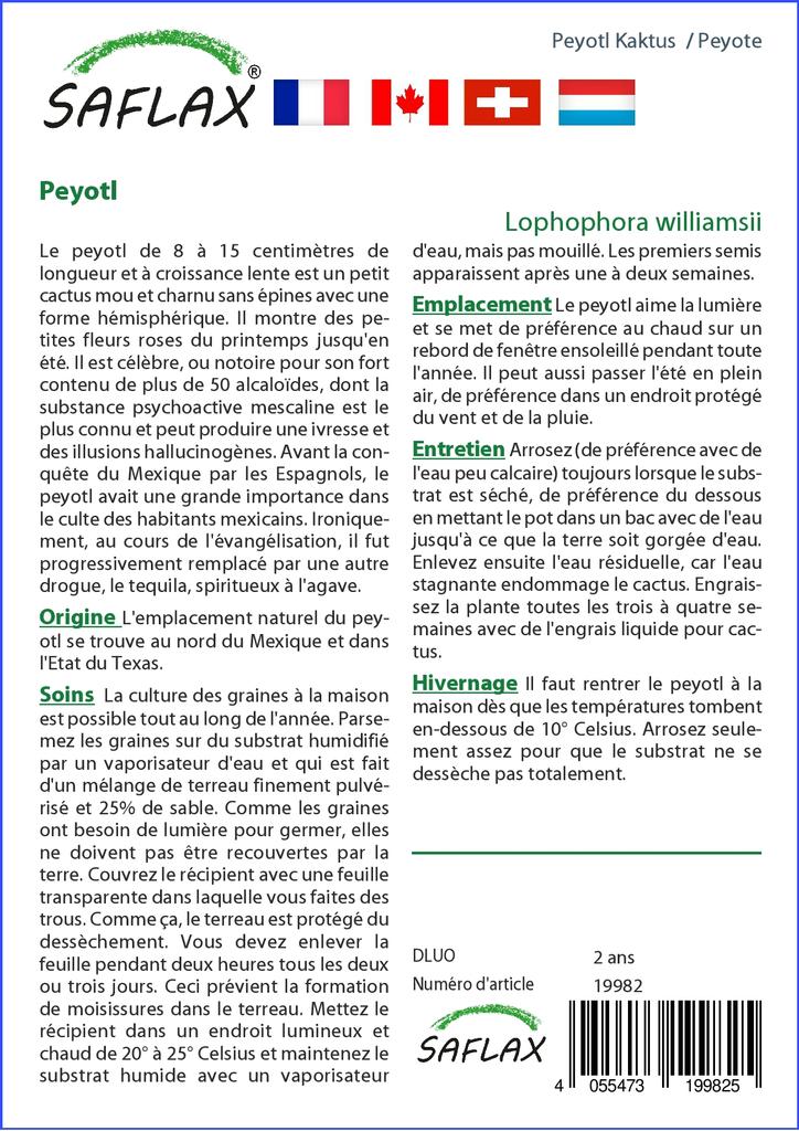 SAFLAX Пейот - 20 семян - Lophophora williamsii