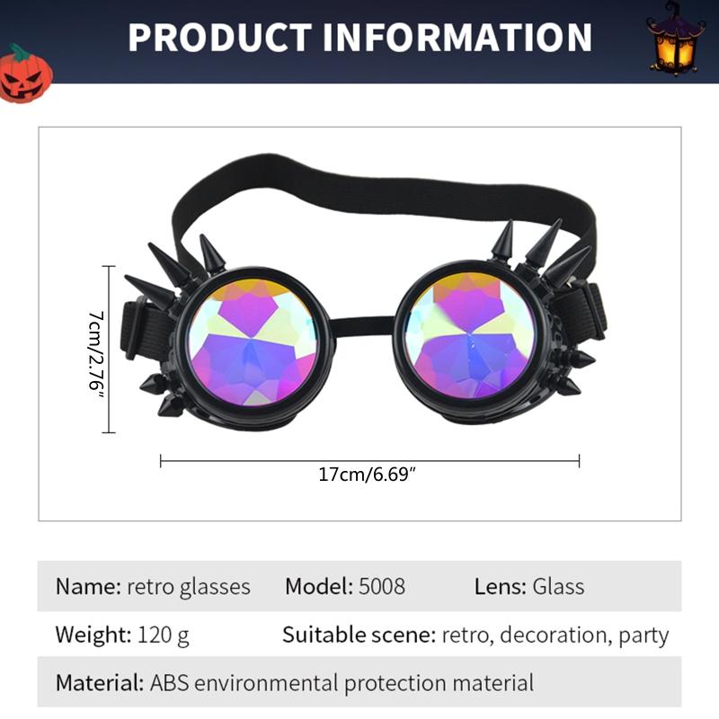 Steampunk Goggles Sunglasses Men Women Kaleidoscope Glasses Rave Festival Holographic Retro Party Cosplay Goggle Eyewear