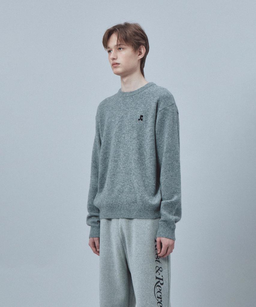 REST&RECREATION Logo Crew Neck Sweater - Gray