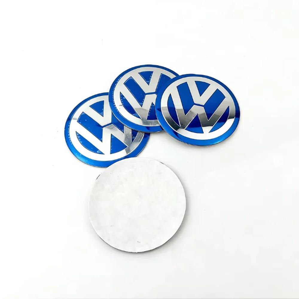 For VW Car Wheel Center Cover Stickers Hub Cap Badge 4Pcs 56/60/65mm For Volkswagen VW R Polo Passat Rline Golf Tiguan Jetta GTI Touran ES1