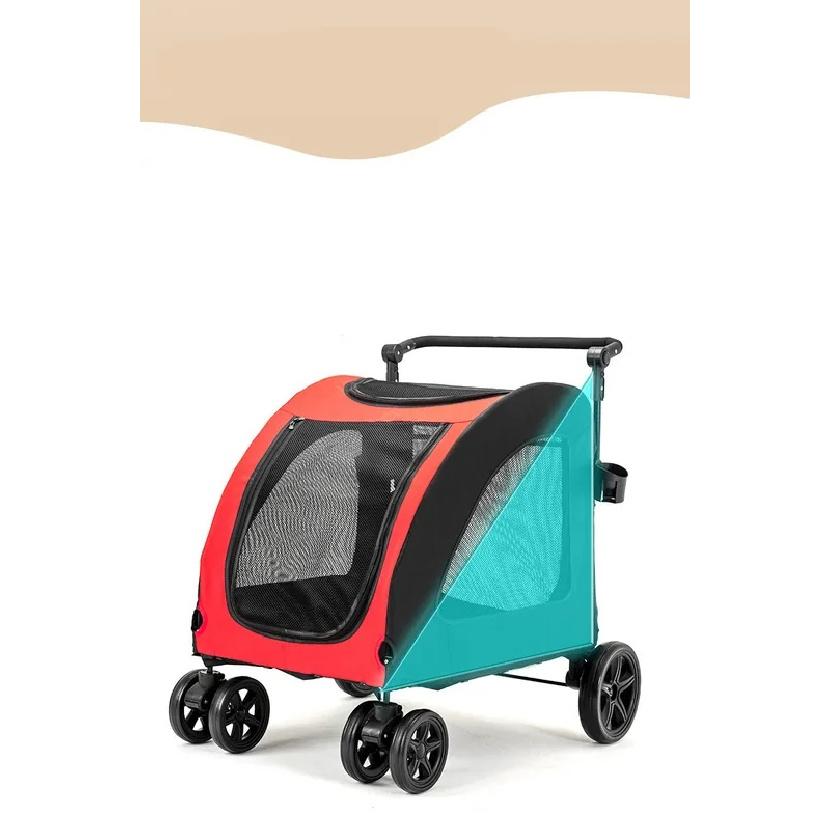 Medium Pet Stroller for Dogs Up to 50kg, Adjustable Handle, 5 Mesh Canopy, 4 Wheels for Medium/Large Dogs and Cats