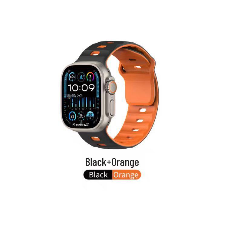 Двухцветный силиконовый ремешок для Apple Watch 10/9/8/7/6 поколений