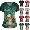 Женская модная футболка с V-образным вырезом, карманом, коротким рукавом и принтом рождественской елки для сиделки