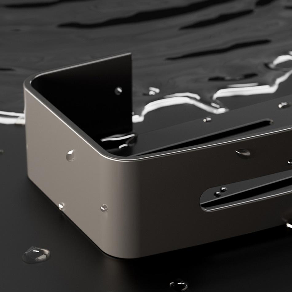 Прямоугольная полка для ванной комнаты, алюминиевая, серая, для туалета, кухни, для ванной, для хранения шампуня, мыла, треугольная полка с крючками, бесплатный гвоздь