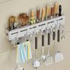 Wall-Mounted Kitchen Shelf Multifunctional Stainless Steel Cooking Utensil Storage Rack Cutlery Holder Tableware Organizer