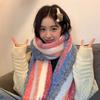 New Colorful Striped Cashmere Scarf Women Winter Warm Scarves Thickened Rainbow Tassel Neck Shawl Versatile Female Muffler