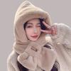 Scarf Hat Integrated Autumn and Winter Warm Plush Thickened Imitation Rabbit Hair Cute Ear Protection Hat Cold Scarf Hooded