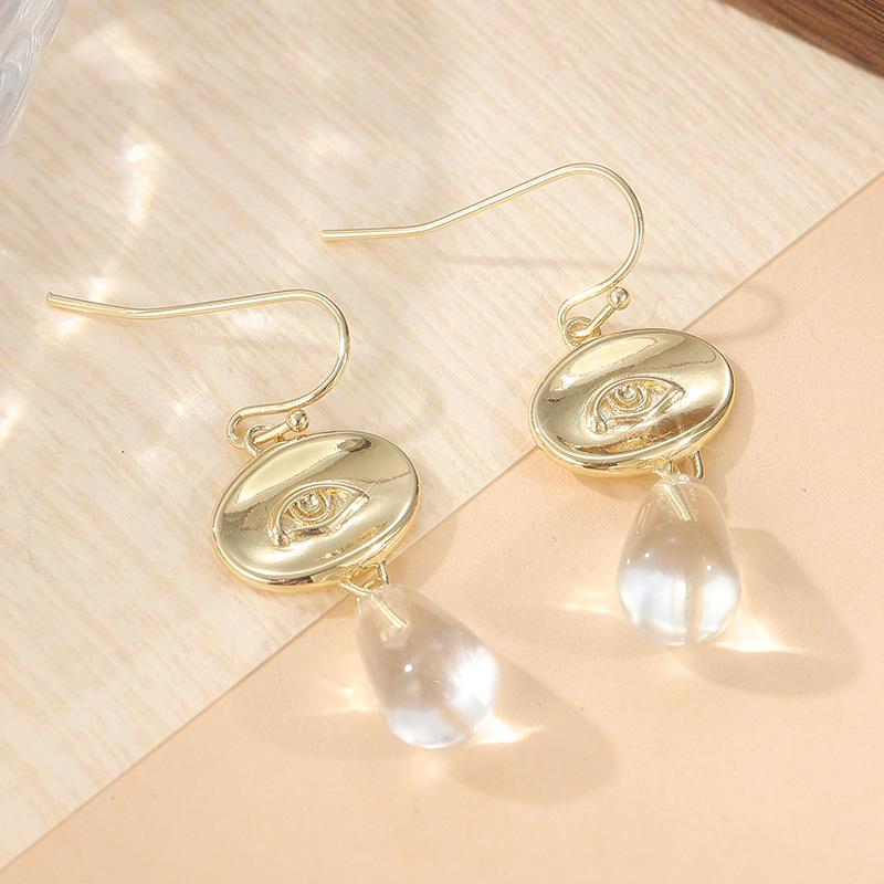 Винтажные геометрические серьги-подвески в форме капли с узором "глаз", позолоченные, для женщин, богемный стиль, праздничные ювелирные аксессуары