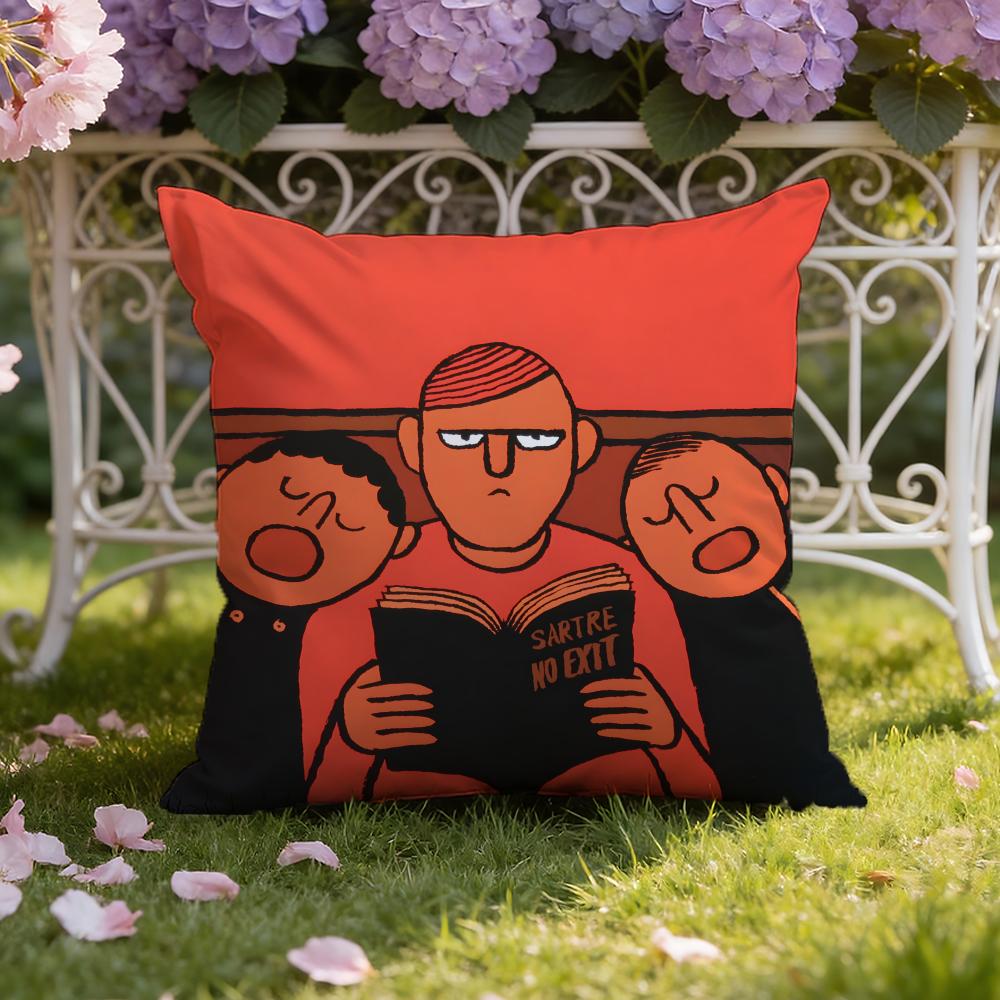 Эстетичная Художественная J-Jean-Jullien Наволочка для Подушки Домашняя и Автомобильная Двухцелевая Наволочка: Двусторонняя конструкция для максимального комфорта