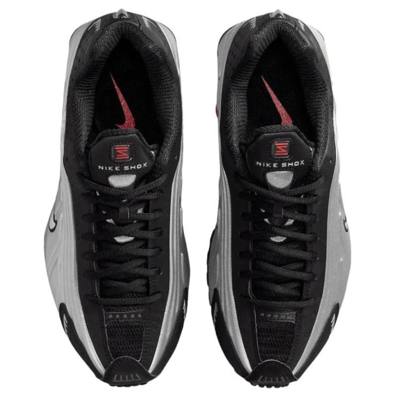 Nike Shox R4 Нескользящие Износостойкие Низкие Повседневные Кроссовки для Бега Женские Серебристо-Черные Кроссовки AR3565-011