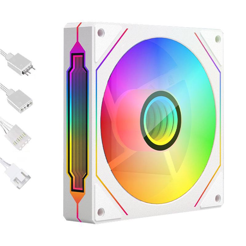 Бесшумный вентилятор охлаждения Prism 4Pro ARGB 12 см белого цвета с синхронным управлением температурой для настольных компьютеров