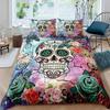 Sugar Skull Comforter Cover Set Teen Girl Bedding Set,Sugar Skull Decor Bedding Skull Roses Floral Print Duvet Cover Set