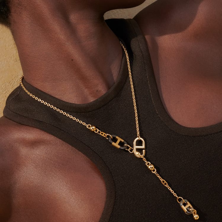 HERMES Sur Mer Metal Necklaces Women's Gold H100002FD00