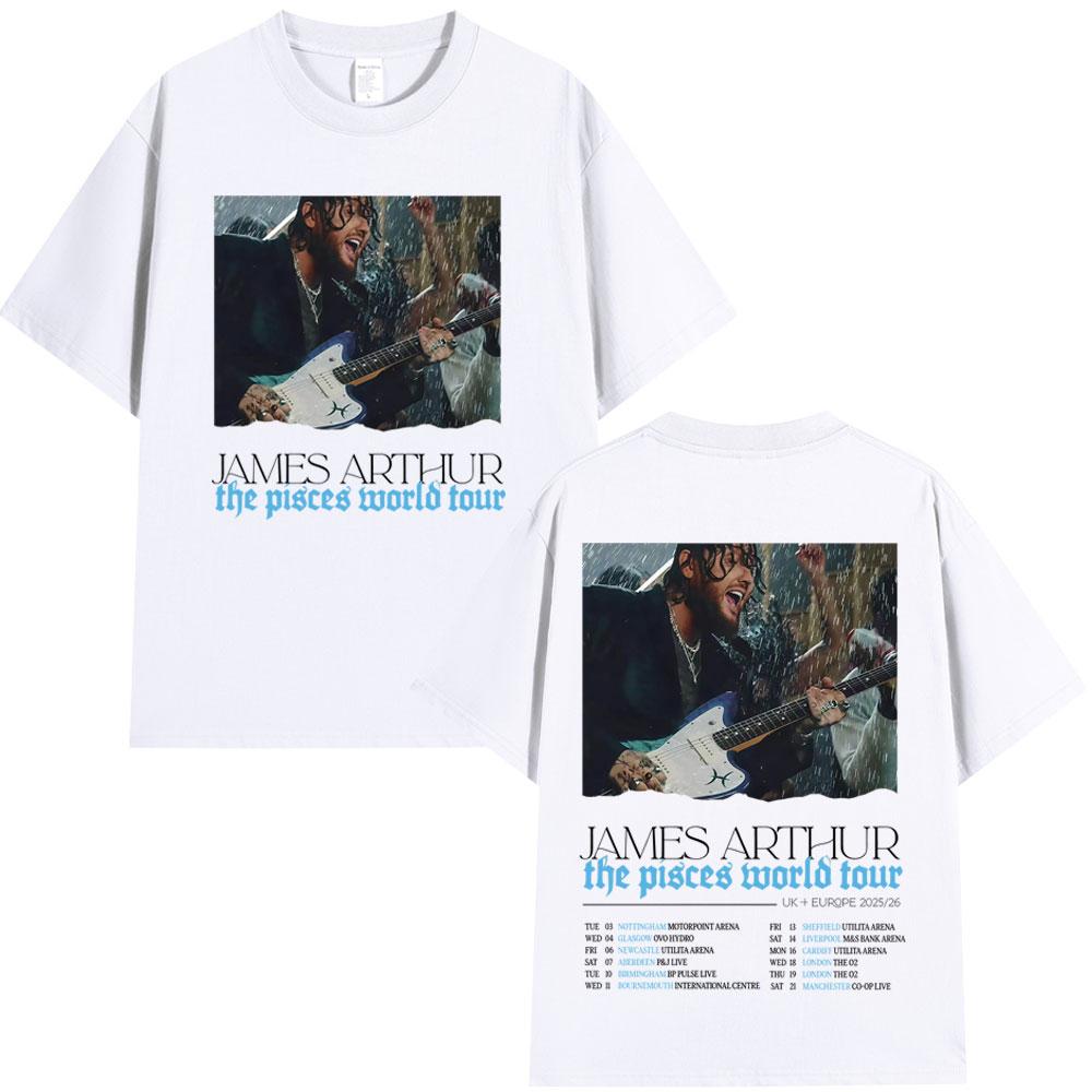 2026 Summer James Arthur Pisces World Tour Pattern Tshirt Summer Mens Hip Hop Retro Cotton Loose Casual Street Y2K Tshirt