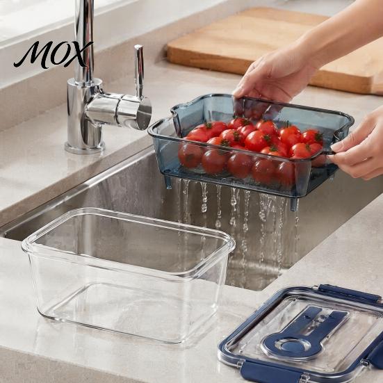 Breathable Food Container Crisper Box, with Mesh Drain Strainer, Tofu Whey Refrigerator Organizer Bin Separation Container, for Fresh Fruit Vegetable
