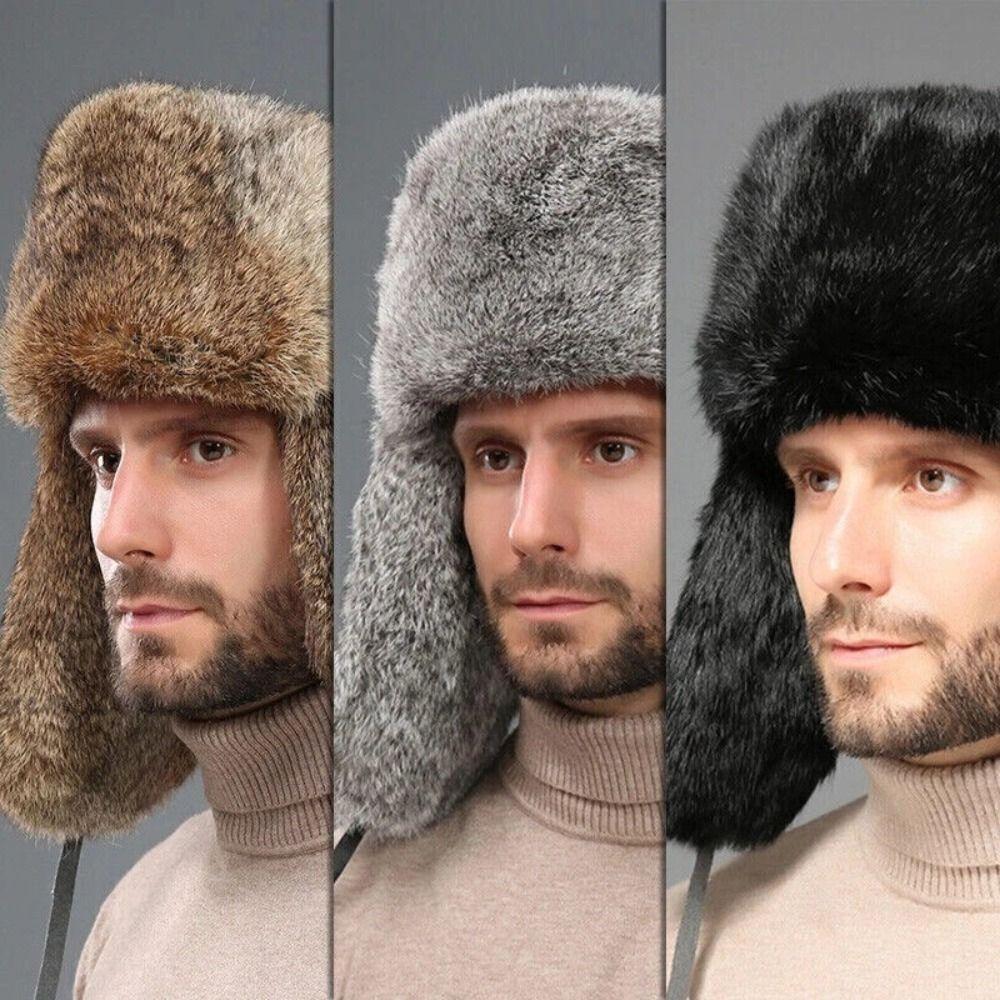 Зимняя теплая шапка из искусственного кроличьего меха Утолщенная ушанка Новая меховая шапка-бомбер
