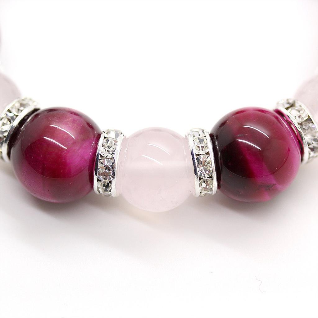 Ishiki AAAA Rank Amulet Natural Stone Rose Quartz 12 мм Розовый тигровый глаз 14 мм Браслет Power Stone B185